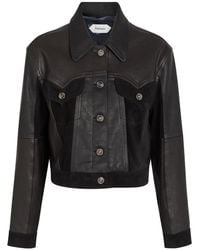 Versace - Panelled Leather Jacket - Lyst