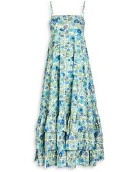 ALÉMAIS - Pam Floral-Print Cotton-Poplin Midi Dress - Lyst