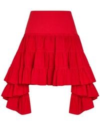 JW Anderson - Ruffle Asymmetric Silk And Cotton-Blend Skirt - Lyst