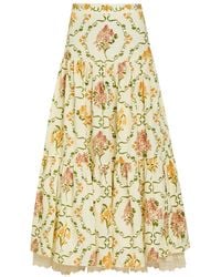 Agua Bendita - Anis Floral-Print Linen Maxi Skirt - Lyst