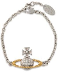 Vivienne Westwood - Mayfair Bas Relief Two-Toned Rhodium-Plated Bracelet - Lyst