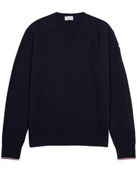 Moncler - Logo Cable-knit Wool-blend Jumper - Lyst