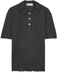 Tory Burch - Distressed Silk-Blend Polo Top - Lyst