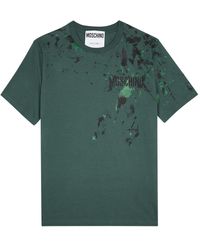 Moschino - Paint-splatter Logo-print Cotton T-shirt - Lyst