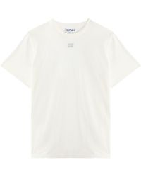 Ganni - Logo-Embellished Cotton T-Shirt - Lyst