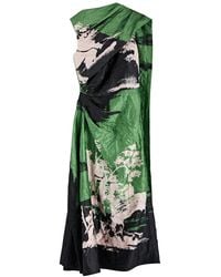 Erdem - Printed Scarf-Effect Satin Midi Dress - Lyst