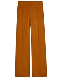 Victoria Beckham - Alina Flared-Leg Twill Trousers - Lyst