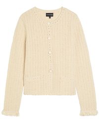 Emporio Armani - Fringed Cotton-Blend Crochet Cardigan - Lyst