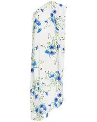 Stella McCartney - Asymmetric Floral-Print Satin Maxi Dress - Lyst