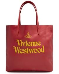 Vivienne Westwood - Studio Logo-Print Leather Tote - Lyst