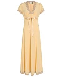 RIXO London - Marlice Lace-Trim Silk Midi Dress - Lyst