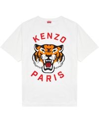 KENZO - Lucky Tiger Printed Cotton T-Shirt - Lyst