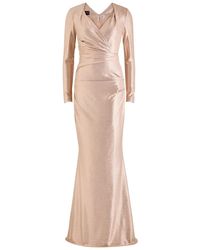 Talbot Runhof - Wrap-Effect Lamé Gown - Lyst
