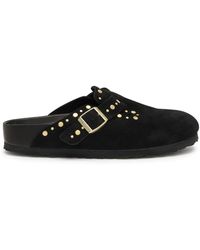 Birkenstock - Boston Studded Suede Sliders - Lyst