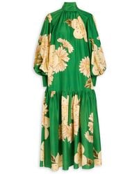 ALÉMAIS - Sage Floral-Print Silk Gown - Lyst