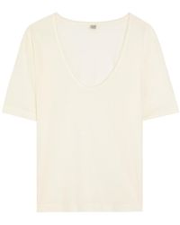TOTEME - Scoop-Neck Cotton And Silk-Blend T-Shirt - Lyst