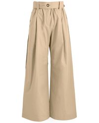 Moncler - Wide-Leg Cotton-Blend Poplin Trousers - Lyst