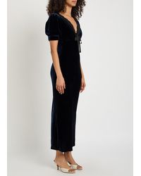 Reformation Evra Lace Trim Georgette Midi Dress in Purple | Lyst