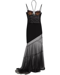 Nensi Dojaka - Asymmetric Panelled Mesh Maxi Dress - Lyst