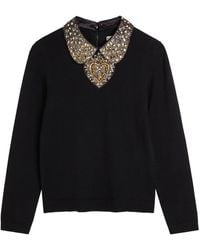 Alice + Olivia - Porla Embellished Stretch-Wool Top - Lyst