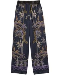 forte_forte - Floral-Print Straight-Leg Satin Trousers - Lyst