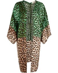 La Prestic Ouiston Leopard-print Silk-twill Kimono - Green