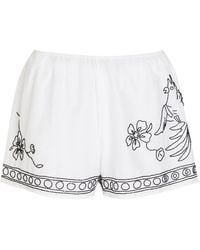 Bode - Cockatoo Beaded Cotton And Silk-Blend Shorts - Lyst