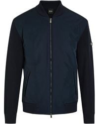 BOSS - Quilted Knit Cotton And Shell Jacket - Lyst