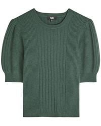 PAIGE - Kato Puff-Sleeve Ribbed Cashmere Top - Lyst
