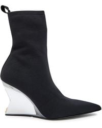 Balmain - 95 Ribbed Stretch-Knit Wedge Ankle Boots - Lyst