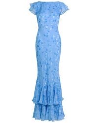 RIXO London - Ordinia Devoré Silk-Blend Maxi Dress - Lyst