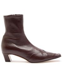 KHAITE - Nevada 40 Leather Ankle Boots - Lyst