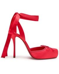 Christian Louboutin - Cassia Lace Up 100 Crepe-Satin Pumps - Lyst