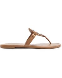 Tory Burch - Miller Logo Leather Flip Flops - Lyst