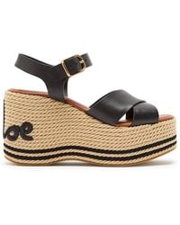 Chloé - Chloé Sand 105 Woven And Leather Wedge Sandals - Lyst