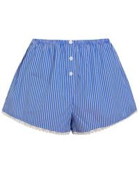 GOOD AMERICAN - Striped Lace-Trimmed Cotton-Blend Shorts - Lyst
