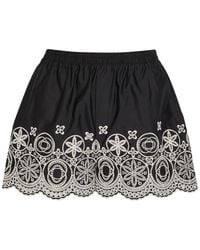 La DoubleJ - Embroidered Cotton-Poplin Shorts - Lyst