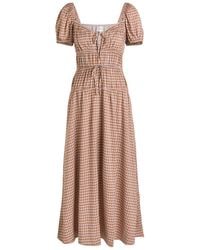 Reformation - Rhett Checked Woven Midi Dress - Lyst