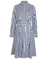 Polo Ralph Lauren - Logo-Embroidered Striped Cotton-Poplin Midi Shirt Dress - Lyst