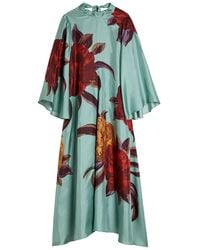La DoubleJ - Magnifico Floral-Print Silk Maxi Dress - Lyst