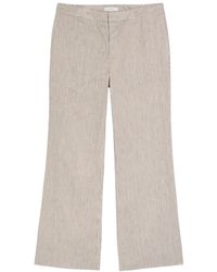 Vince - Ticking Striped Flared-Leg Linen And Cotton-Blend Trousers - Lyst