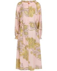 La DoubleJ - Cerere Printed Belted Linen Midi Shirt Dress - Lyst