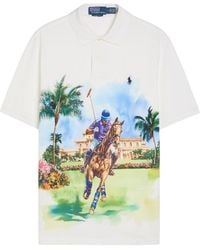 Polo Ralph Lauren - Printed Logo-Embroidered Piqué Cotton Polo Shirt - Lyst