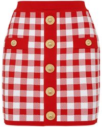 Balmain - Checked Knitted Mini Skirt - Lyst