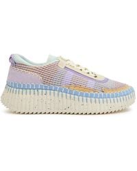 Chloé - Nama Panelled Knitted Sneakers - Lyst
