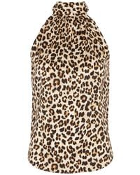Veronica Beard - Tanisha Leopard-print Stretch-silk Top - Lyst