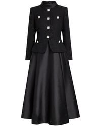 Self-Portrait - Tailored Bouclé And Taffeta Midi Dress - Lyst