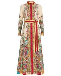 Etro - Printed Belted Cotton-Poplin Midi Shirt Dress - Lyst