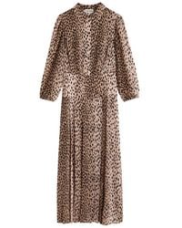 RIXO London - Izzy Leopard-Print Woven Midi Shirt Dress - Lyst