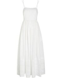 Bode - Chamomile Pintucked Cotton Midi Dress - Lyst